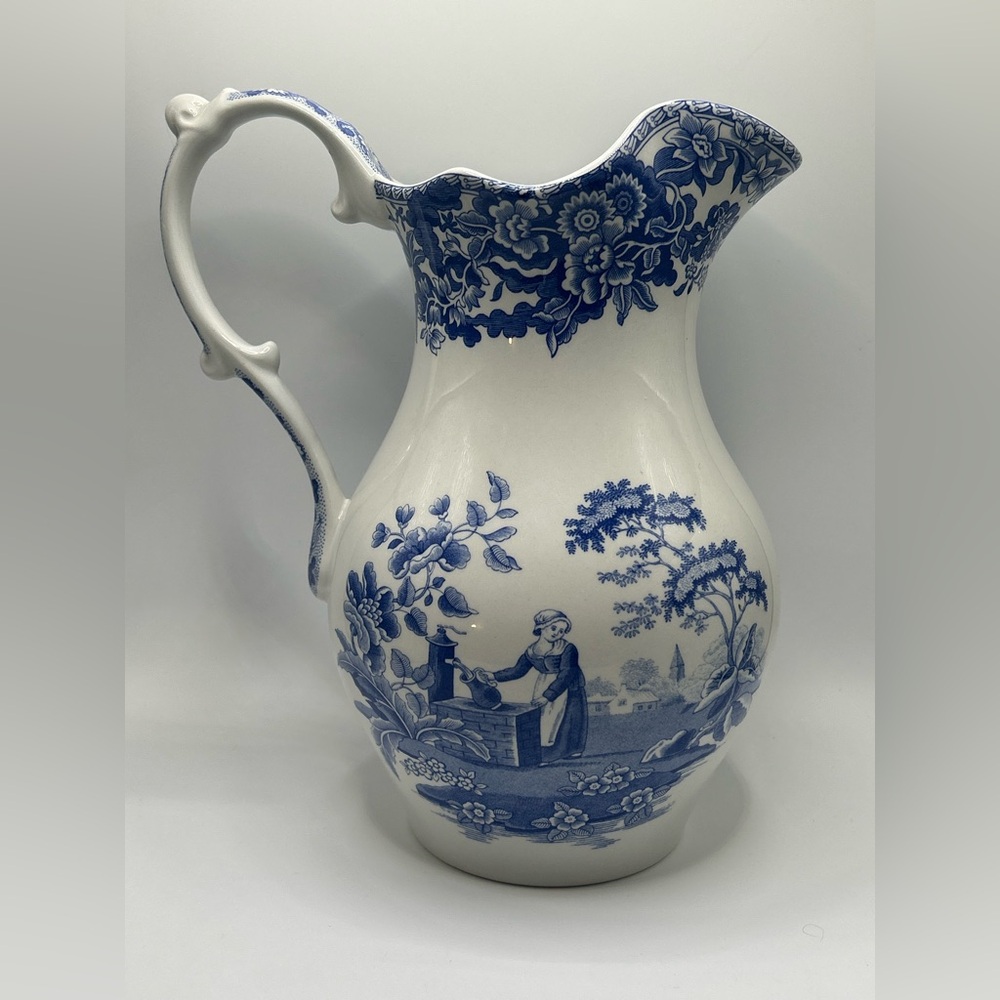 Vintage Spode Blue Room Collection “Girl At Well” Pitcher